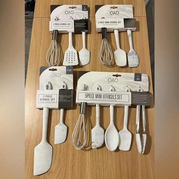 CWC Marble Silicone Kitchen Utensils 13pc Set Matching Neutral Modern Clean - Picture 1 of 4